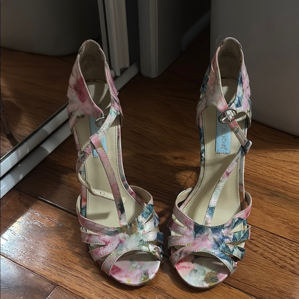 Betsey Johnson Pink and Blue Strappy Heels